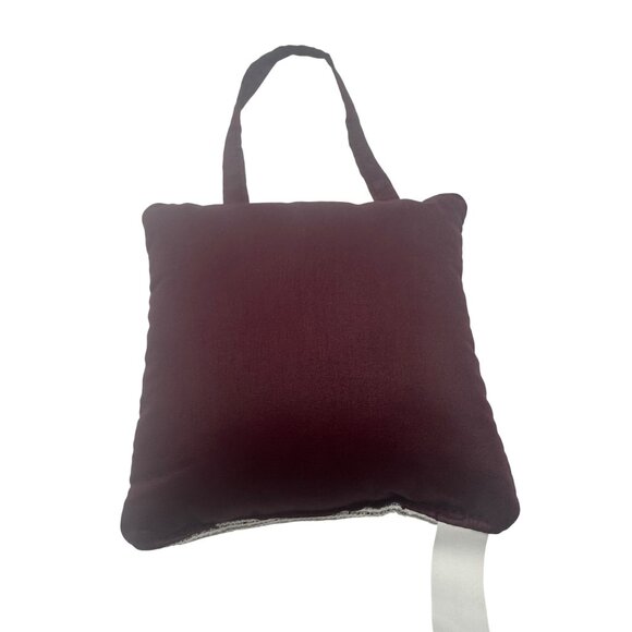 Merry Christmas Hanging Decorative Pillow Festive Tapestry With Handle Burgundy - Picture 3 of 7